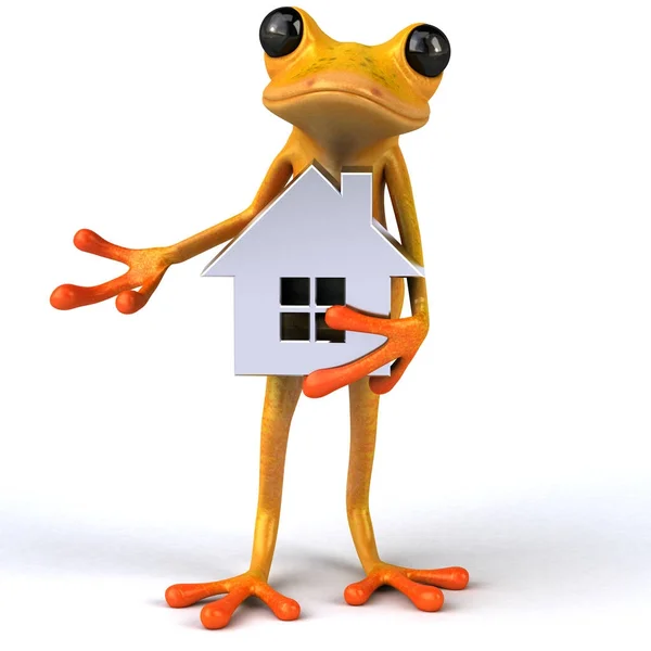 Весела жаба з будинком — стокове фото
