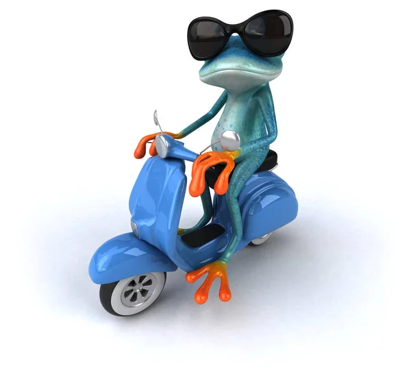 Tegneseriefigur med scooter – stockfoto