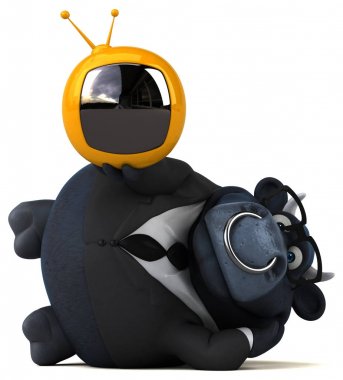 Eğlenceli çizgi film karakteri ile tv koymak 