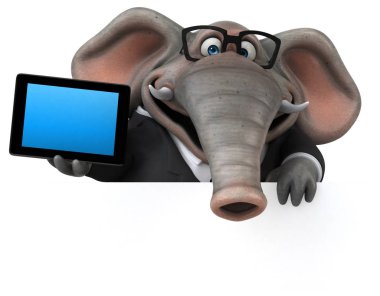 Tablet ile eğlenceli çizgi film karakteri 