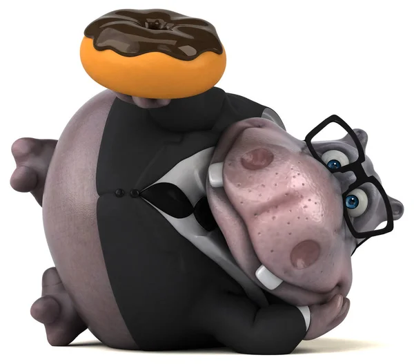 Fun cartoon character with donut — Stock Photo, Image