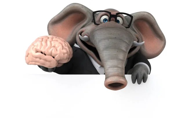 Fun cartoon character with  brain — Stock Photo, Image