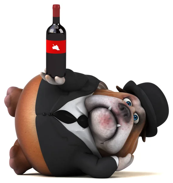 Cartoon character with wine — Stock Photo, Image
