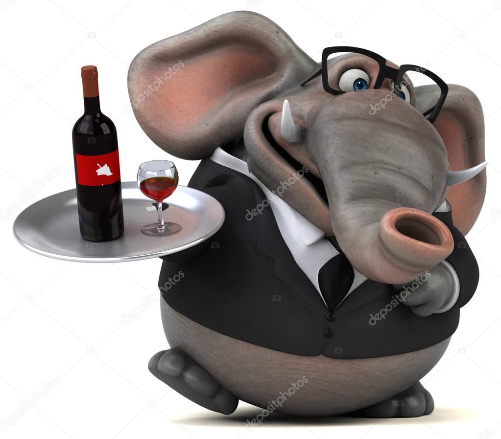 cartoon character with wine 