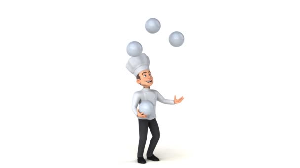 Персонаж шеф-повара, жонглирующий мячами — стоковое видео