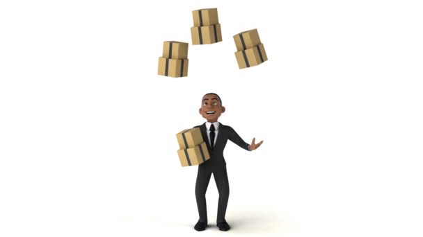 Businessman juggling with boxes — Stock Video