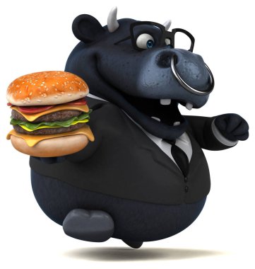 çizgi film karakteri hamburger ile