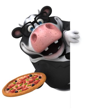 eğlenceli çizgi film karakteri pizza ile 