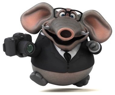 çizgi film karakteri ile fotoğraf makinesi