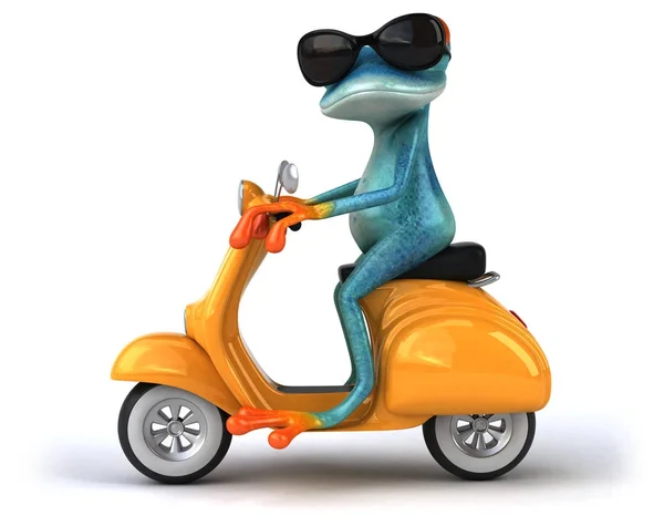 Tegneseriefigur med scooter – stockfoto