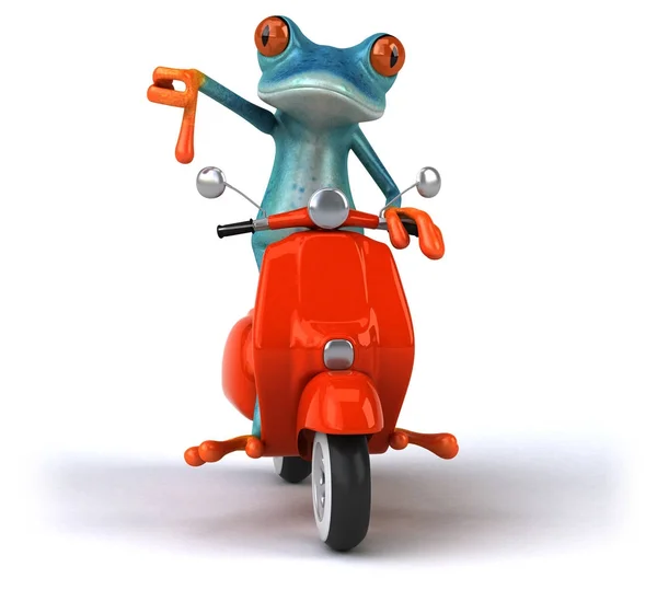 Cartoon character with scooter — Stock Photo, Image