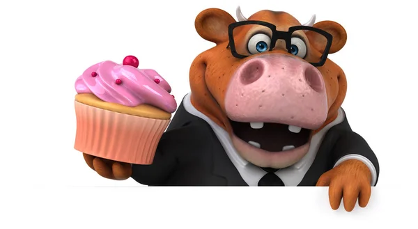 Rolig tecknad karaktär med cupcake — Stockfoto