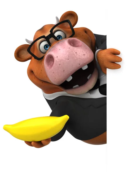 Rolig tecknad karaktär med banan — Stockfoto