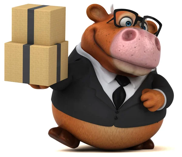 Personagem de desenho animado divertido com caixas — Fotografia de Stock