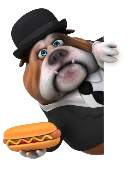 Веселий персонаж мультфільму з хот-догом — стокове фото