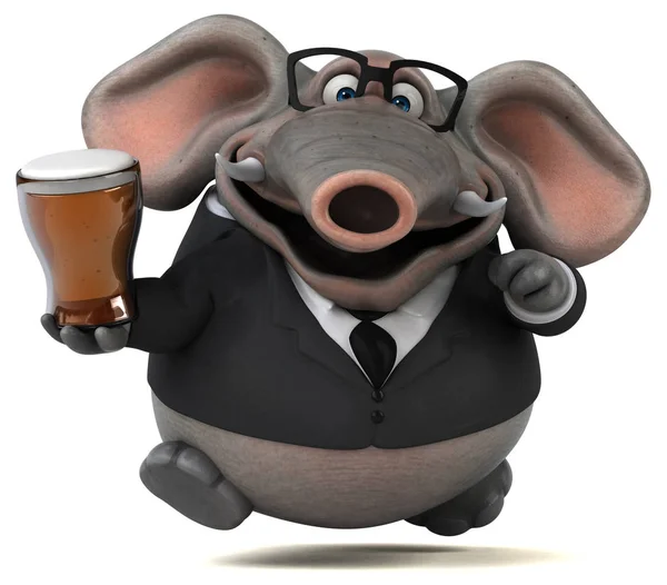 Zabawna postać z kreskówki z piwem — Zdjęcie stockowe