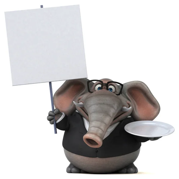 Personagem engraçado dos desenhos animados com placa — Fotografia de Stock