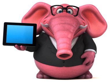 Tablet ile eğlenceli çizgi film karakteri 