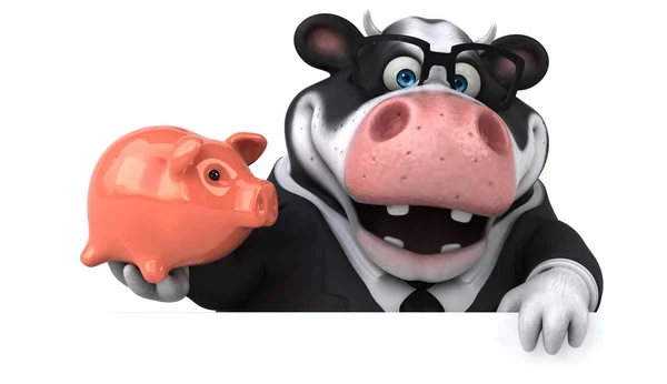 Zeichentrickfigur mit Sparschwein — Stockfoto