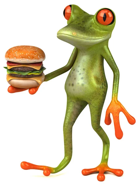 Personaje de dibujos animados con hamburguesa — Foto de Stock