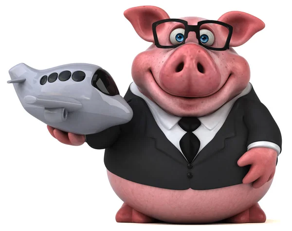 Cartoon character with plane — Stock Photo, Image