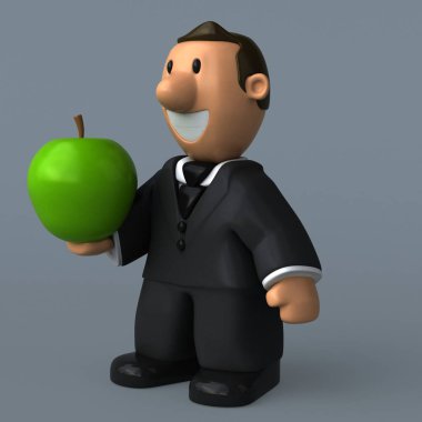 çizgi film karakteri ile elma 