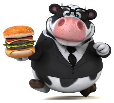 Komik çizgi film karakteri hamburger ile