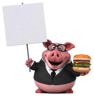 Komik çizgi film karakteri hamburger ile