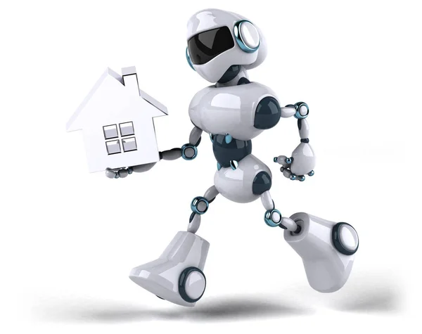 Робот мультиплікаційний персонаж з будинком — стокове фото
