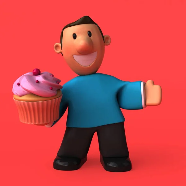 Cartoon character with food — Stock Photo, Image