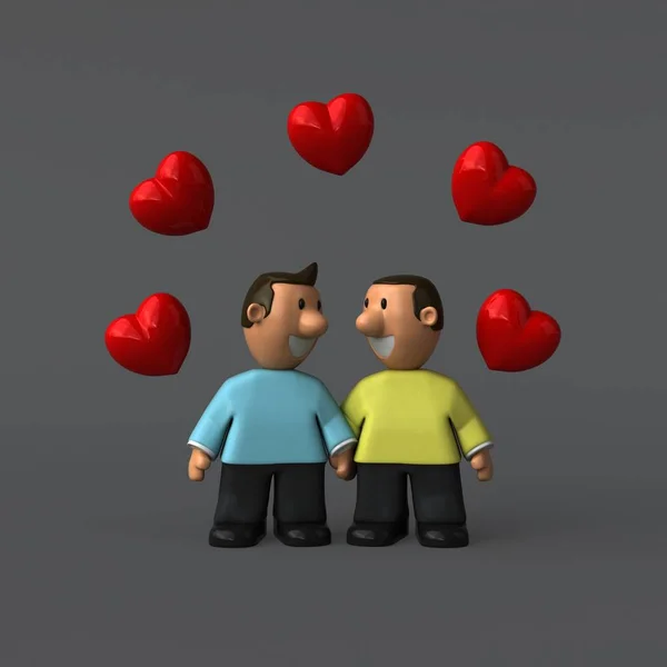 Couple gay avec des cœurs — Photo