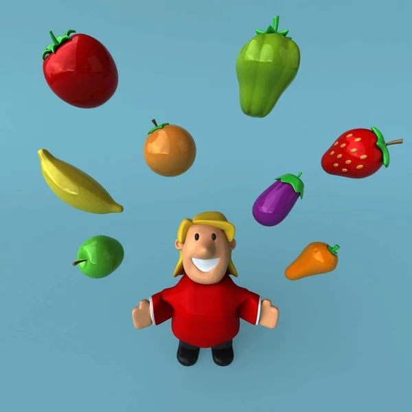 Personagem de desenho animado com comida — Fotografia de Stock