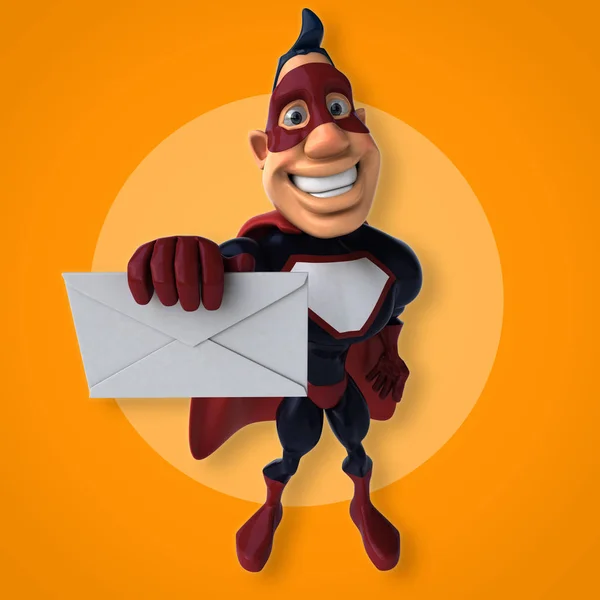 Spaß-Superheld mit Umschlag — Stockfoto