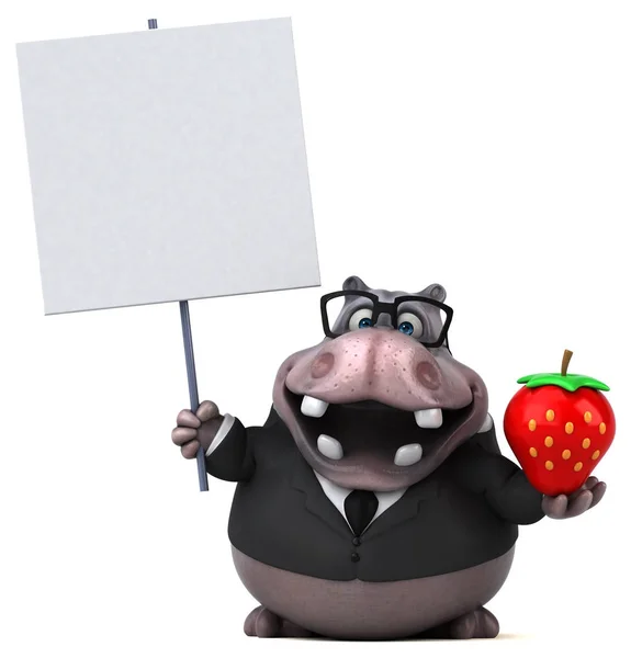 Fun cartoon character with strawberry — Stock Photo, Image