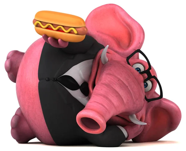 Kreslená postavička s hotdog — Stock fotografie