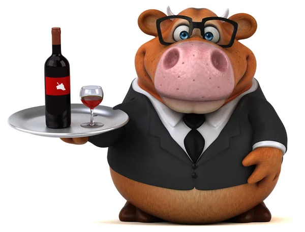 Personagem de desenho animado divertido com vinho — Fotografia de Stock