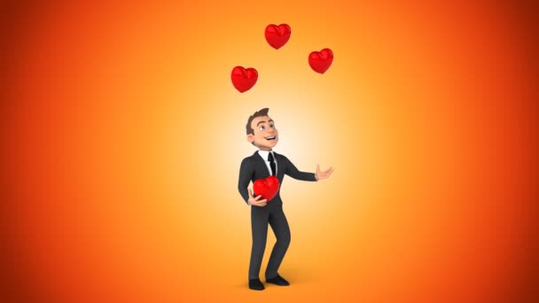 Бізнесмен жонглювання з серцями — стокове відео