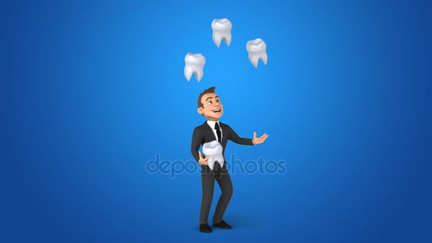 Homem de negócios malabarismo com dentes — Vídeo de Stock