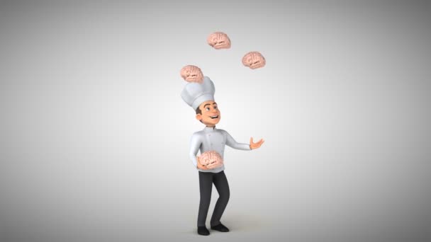 Fun Chef Juggling Brain — Stok Video