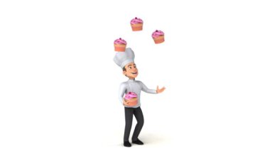  Şef karakter ile cupcakes hokkabazlık