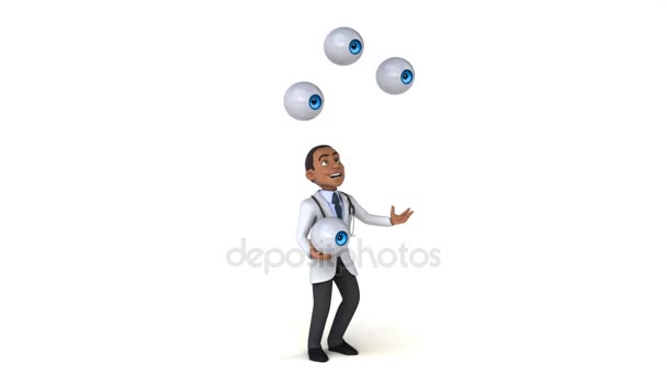 Dokter jongleren met ogen — Stockvideo