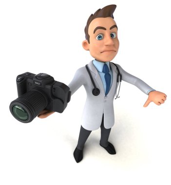 çizgi film karakteri ile fotoğraf makinesi 