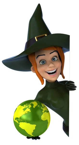 Spaß Cartoon-Figur mit Planet — Stockfoto