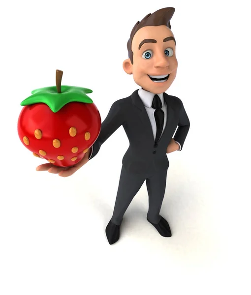 Fun cartoon character with  strawberry — Stock Photo, Image