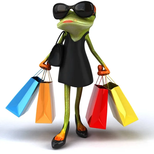 Fun cartoon character shopping — Stock Photo, Image