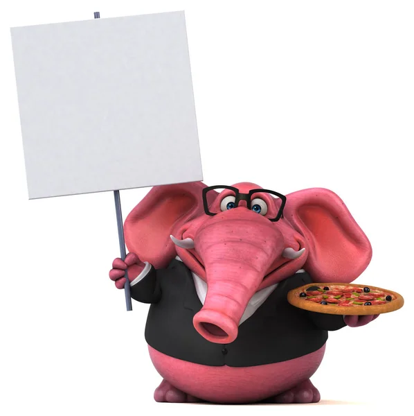 Rolig tecknad karaktär med pizza — Stockfoto
