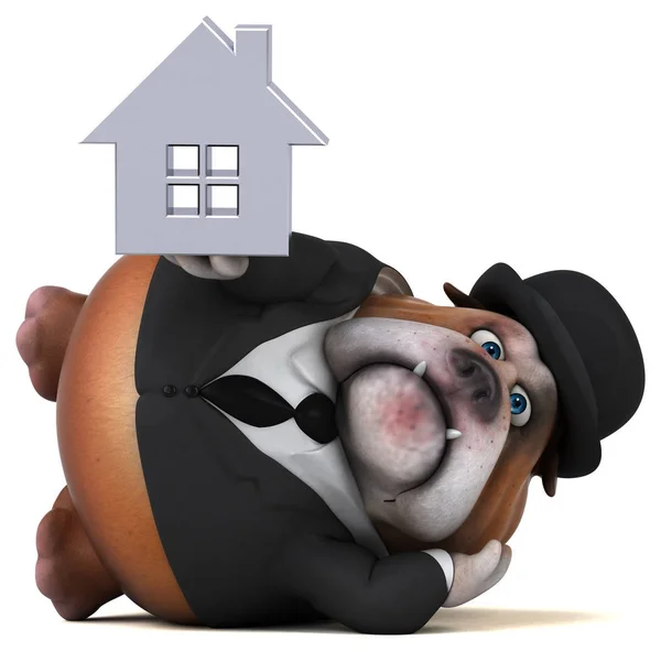 Fun cartoon character with house — Stock Photo, Image