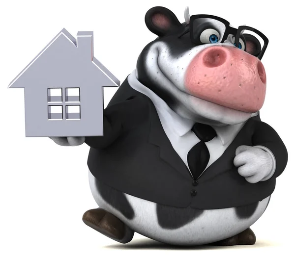 Fun cartoon character with house — Stock Photo, Image