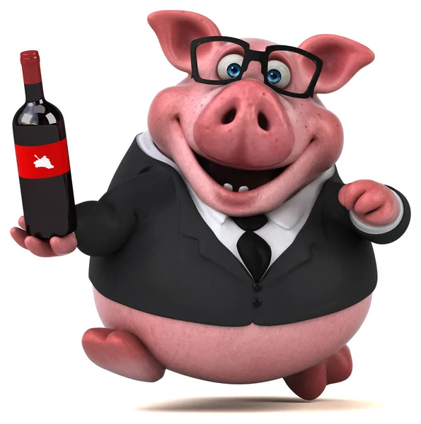 Personagem de desenho animado divertido com vinho — Fotografia de Stock