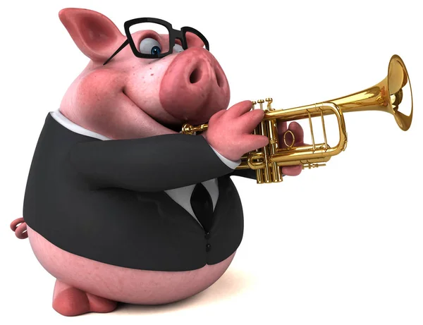 音楽を再生する楽しい豚 — ストック写真
